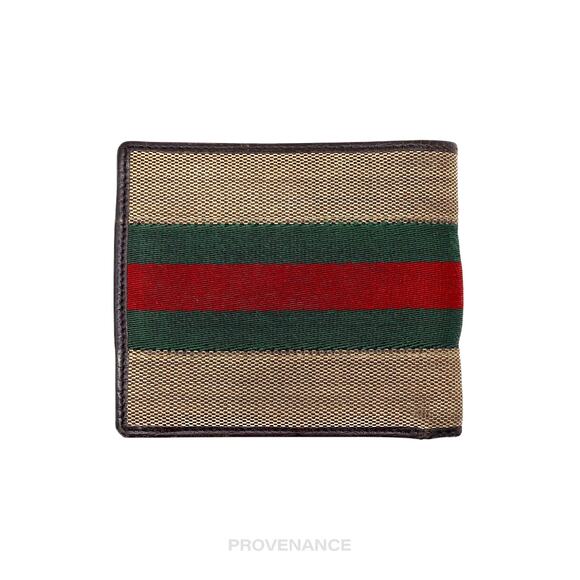 🔴 Gucci Bifold Wallet - Raffia with Web - Picture 2 of 8